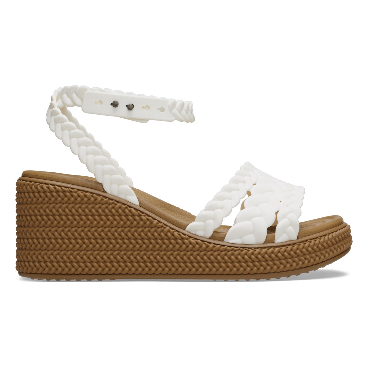 Sandale Crocs Brooklyn Woven Ankle Strap Wedge Alb - Chalk - imagine 7